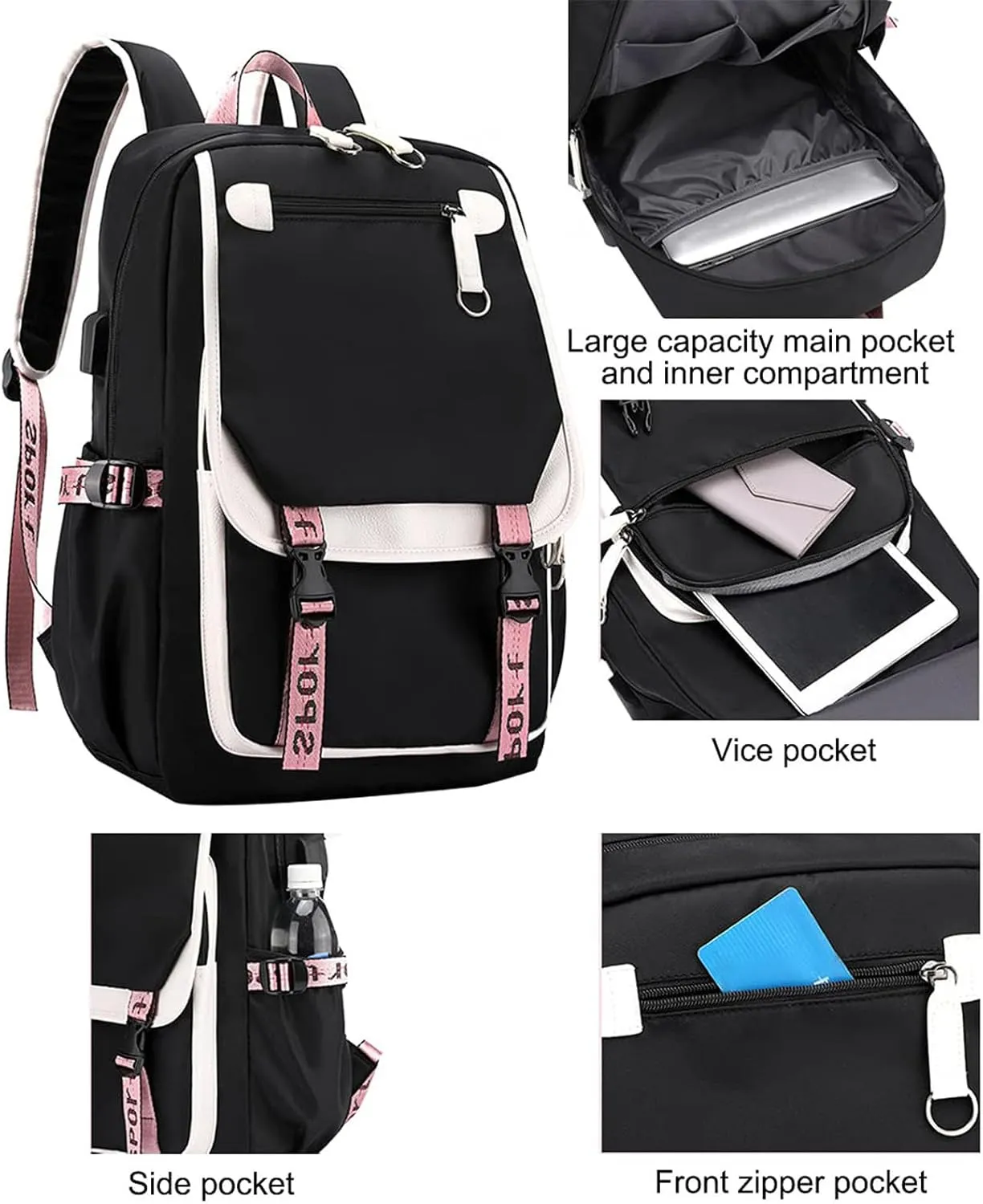 15.6 Inch Laptop Backpack for Men and Women Business Casual Travel Hiking Daypacks Fashion Waterproof Backpack (Black Blue)
