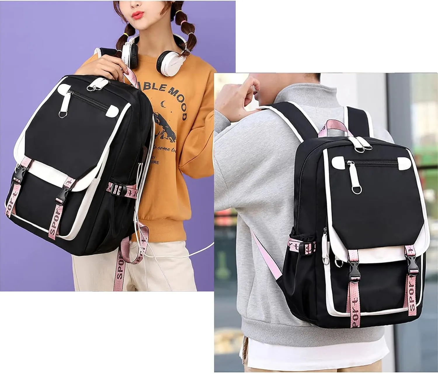 15.6 Inch Laptop Backpack for Men and Women Business Casual Travel Hiking Daypacks Fashion Waterproof Backpack (Black Blue)