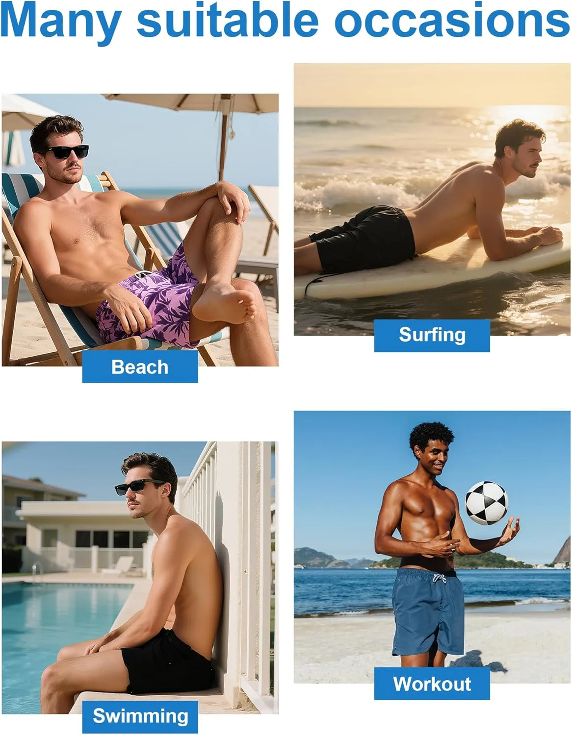 2 in 1 Mens Swim Trunks 7 Inch with Compression Liner Quick Dry Swim Shorts Swim Suits Board Shorts Swimwear