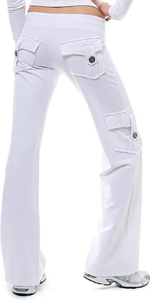 aihihe Cargo Pants for Women Bootcut Yoga Pants Wide Leg Sweatpants Plus Size Gym Workout Fitness Trousers with Button Pocket