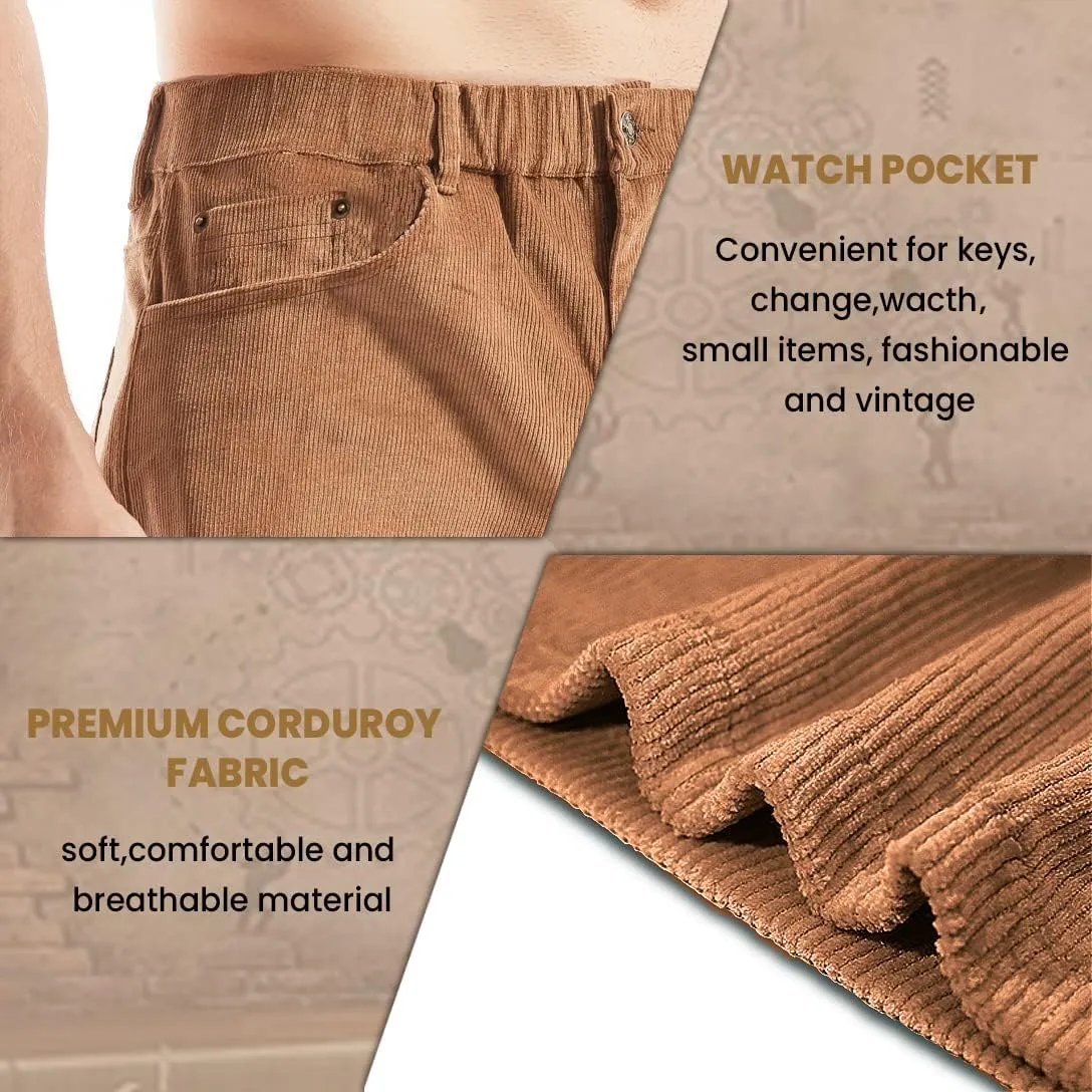 AIMPACT Mens Corduroy Shorts 5/6 Inseam Casual Elastic Waist Drawstring Summer Beach Shorts for Men with Pockets