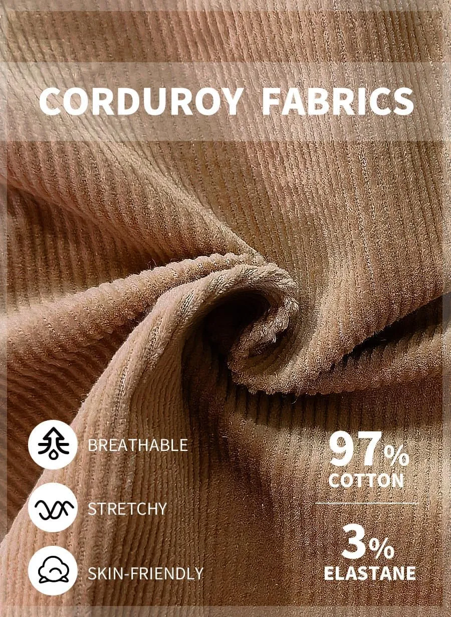 AIMPACT Mens Corduroy Shorts 5/6 Inseam Casual Elastic Waist Drawstring Summer Beach Shorts for Men with Pockets