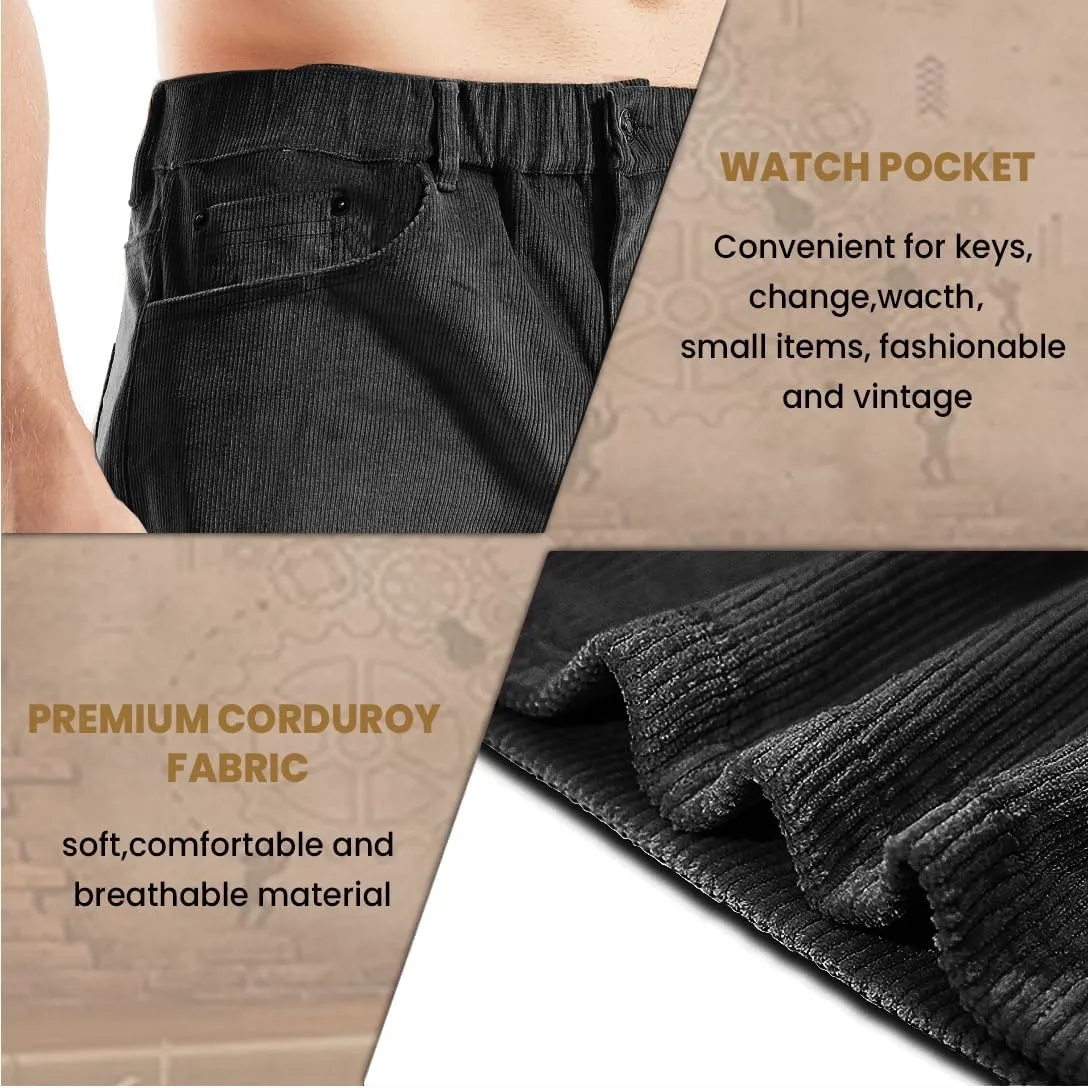AIMPACT Mens Corduroy Shorts 5/6 Inseam Casual Elastic Waist Drawstring Summer Beach Shorts for Men with Pockets
