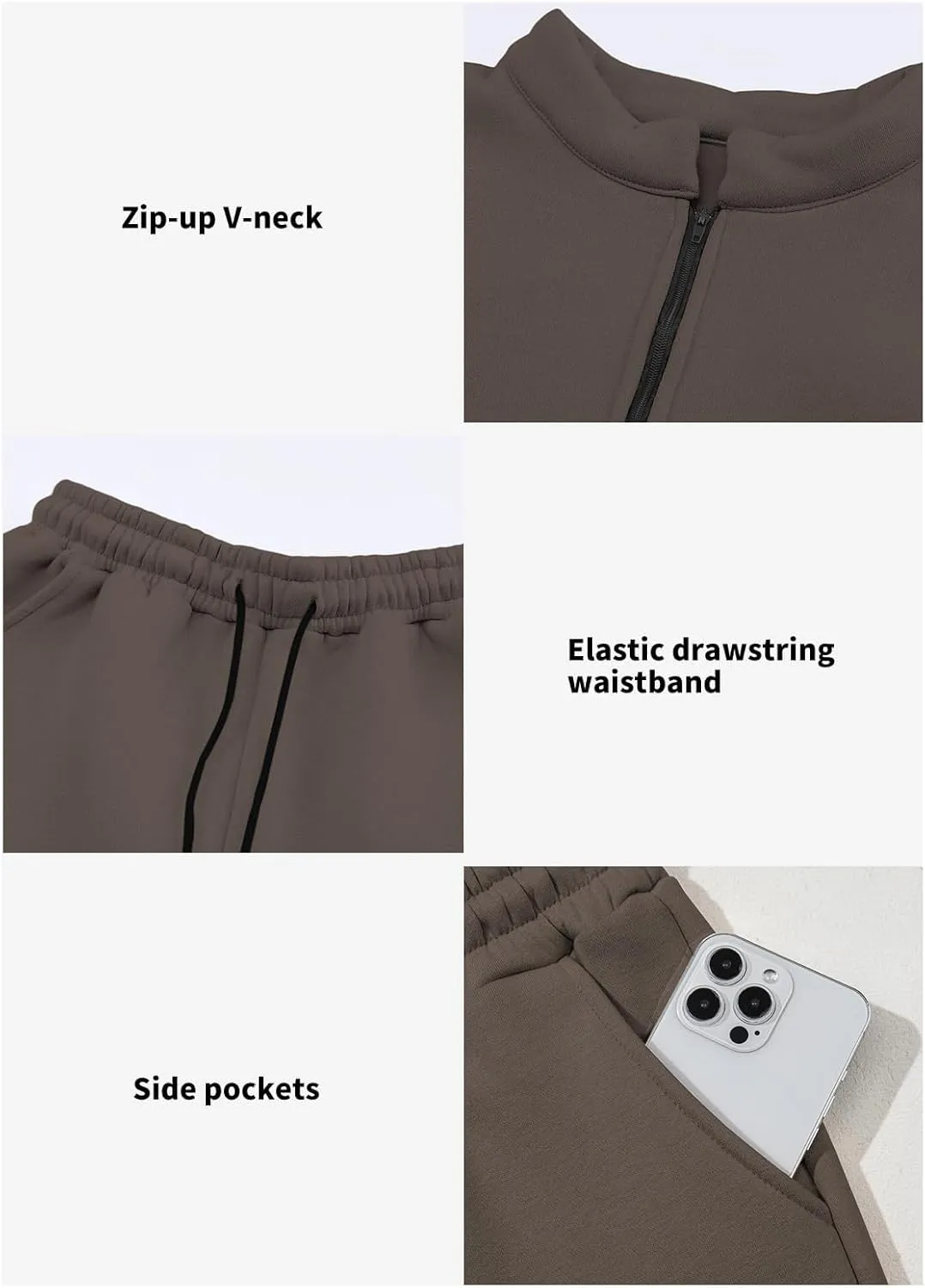 Aleumdr Women 2 Piece Outfits Sweatsuit Oversized Half Zip Pullover Long Sleeve Sweatshirt Jogger Pants Set with Pockets