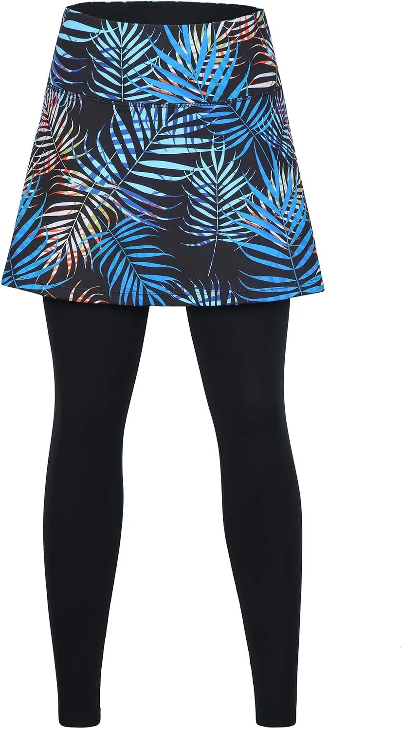 ANIVIVO Women Tennis Skirted Leggings with Pockets, Capris Yoga Leggings with Skirts&Tennis Pickleball Clothing