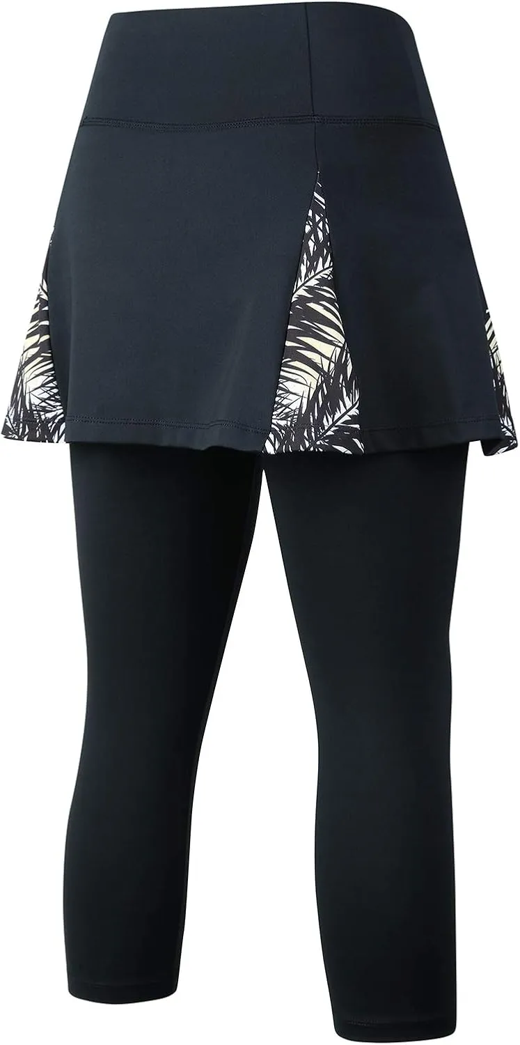 ANIVIVO Women Tennis Skirted Leggings with Pockets, Capris Yoga Leggings with Skirts&Tennis Pickleball Clothing