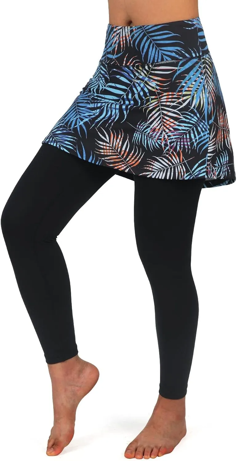 ANIVIVO Women Tennis Skirted Leggings with Pockets, Capris Yoga Leggings with Skirts&Tennis Pickleball Clothing