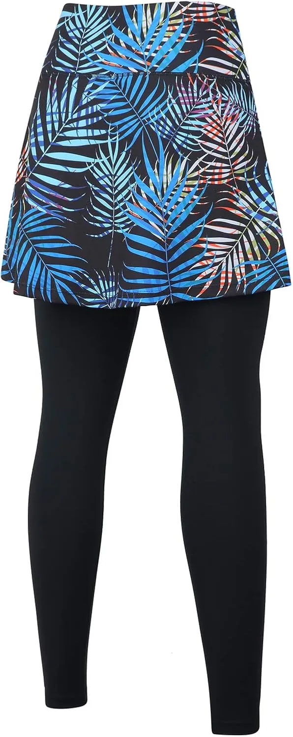 ANIVIVO Women Tennis Skirted Leggings with Pockets, Capris Yoga Leggings with Skirts&Tennis Pickleball Clothing