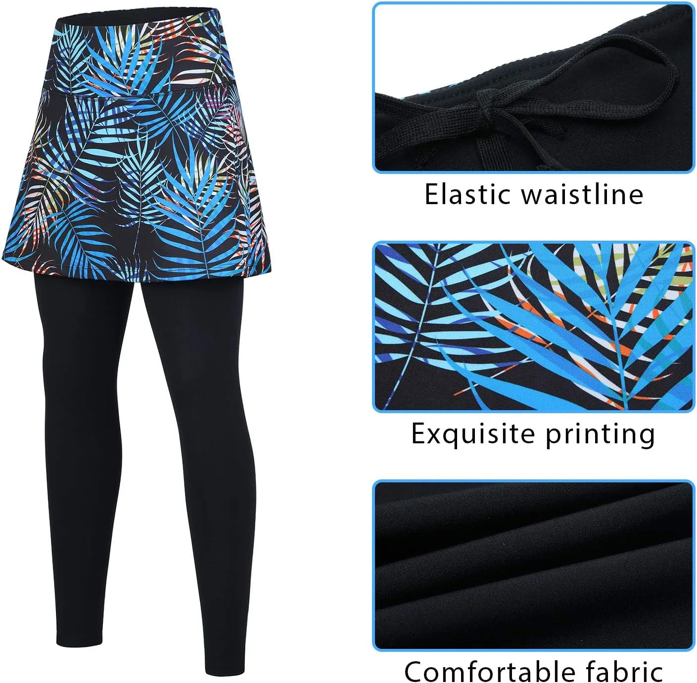 ANIVIVO Women Tennis Skirted Leggings with Pockets, Capris Yoga Leggings with Skirts&Tennis Pickleball Clothing