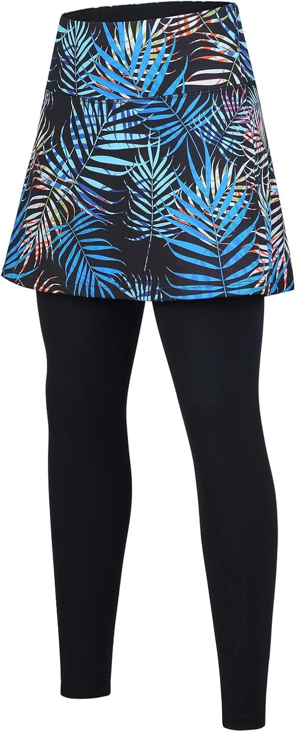 ANIVIVO Women Tennis Skirted Leggings with Pockets, Capris Yoga Leggings with Skirts&Tennis Pickleball Clothing