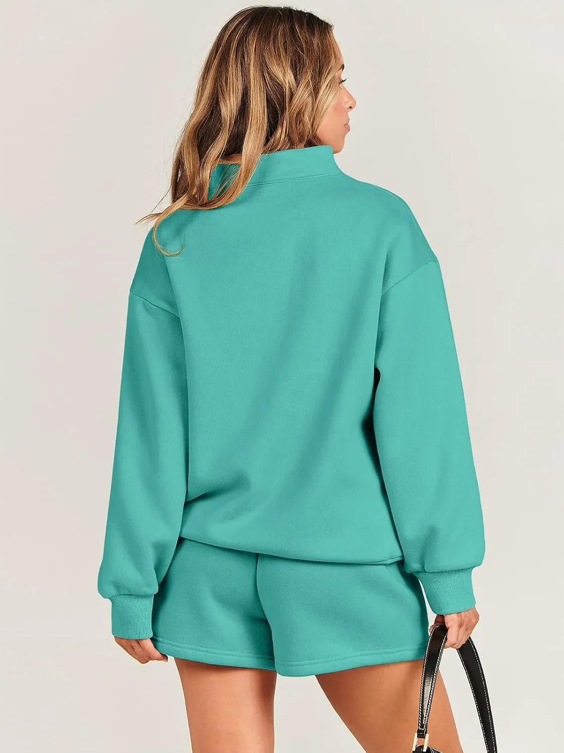 ANRABESS Women 2 Piece Outfits Sweatshirt Shorts Sets 2025 Oversized Casual Lounge Sweat Set Sweatsuit Workout Tracksuit
