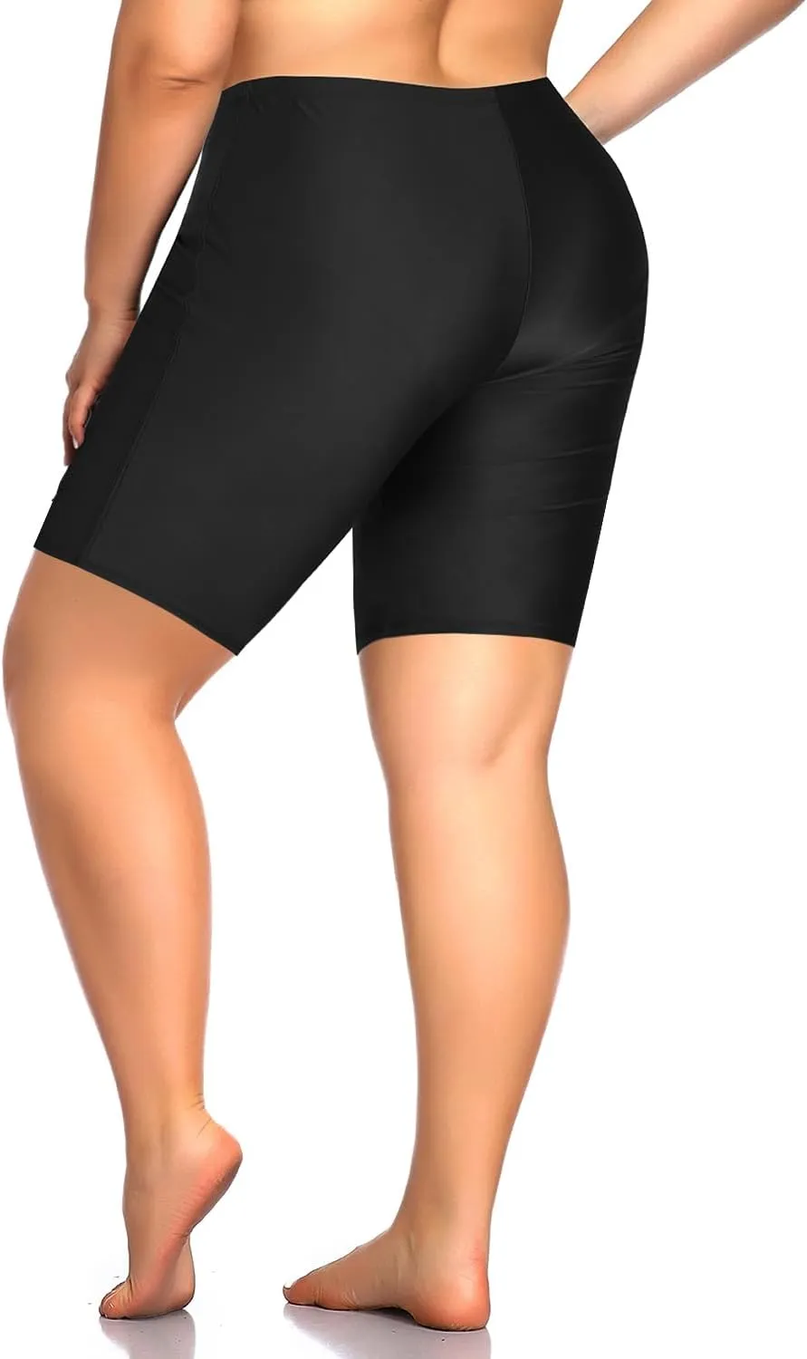 Aqua Eve Plus Size Swim Shorts Women Tummy Control Swimsuit Bottoms High Waisted Bikini Bottom