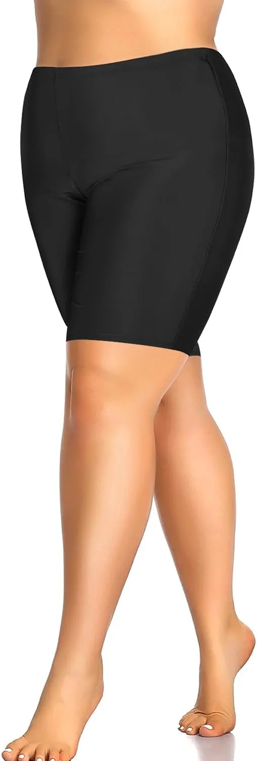Aqua Eve Plus Size Swim Shorts Women Tummy Control Swimsuit Bottoms High Waisted Bikini Bottom