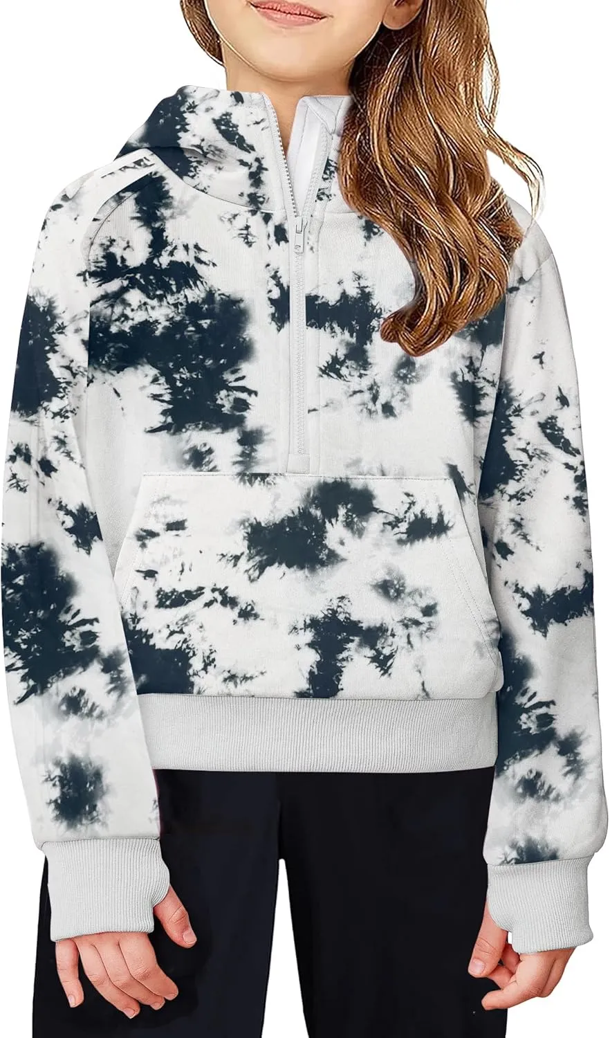 Arshiner Girls Sweatshirt Half Zip Hoodie Fleece Pullover Sweatshirts for Teen Girls Fall Winter Clothes Thumb Hole
