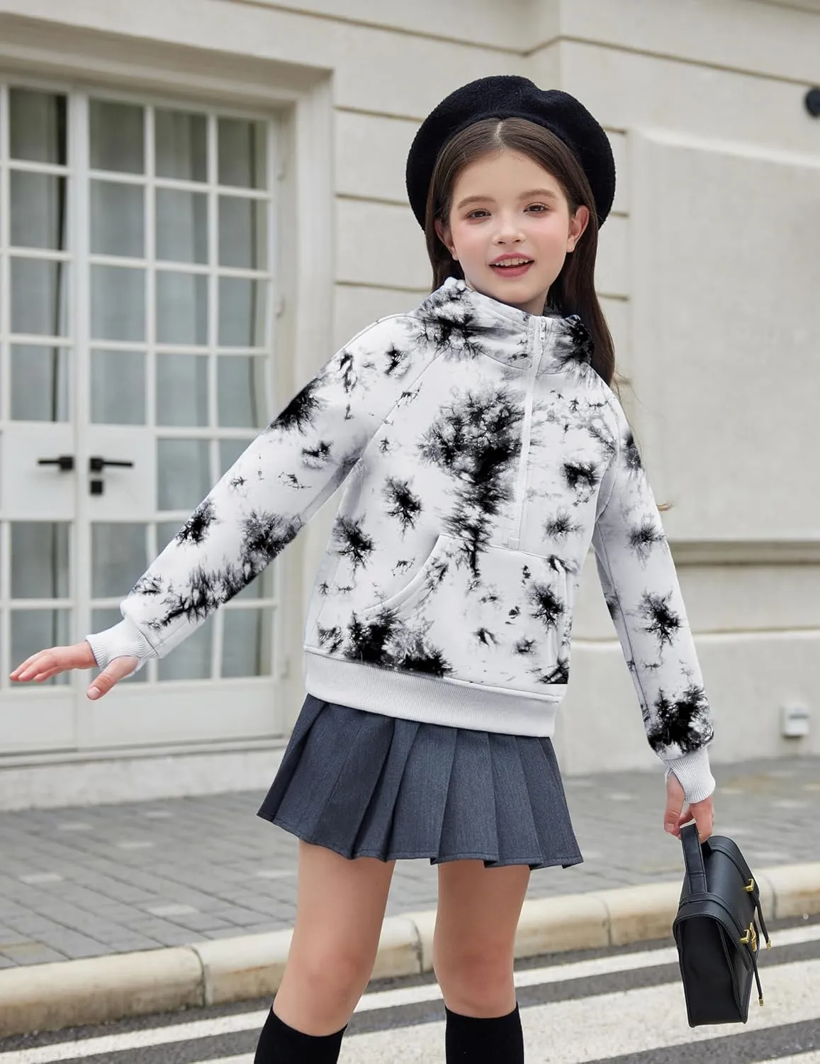 Arshiner Girls Sweatshirt Half Zip Hoodie Fleece Pullover Sweatshirts for Teen Girls Fall Winter Clothes Thumb Hole