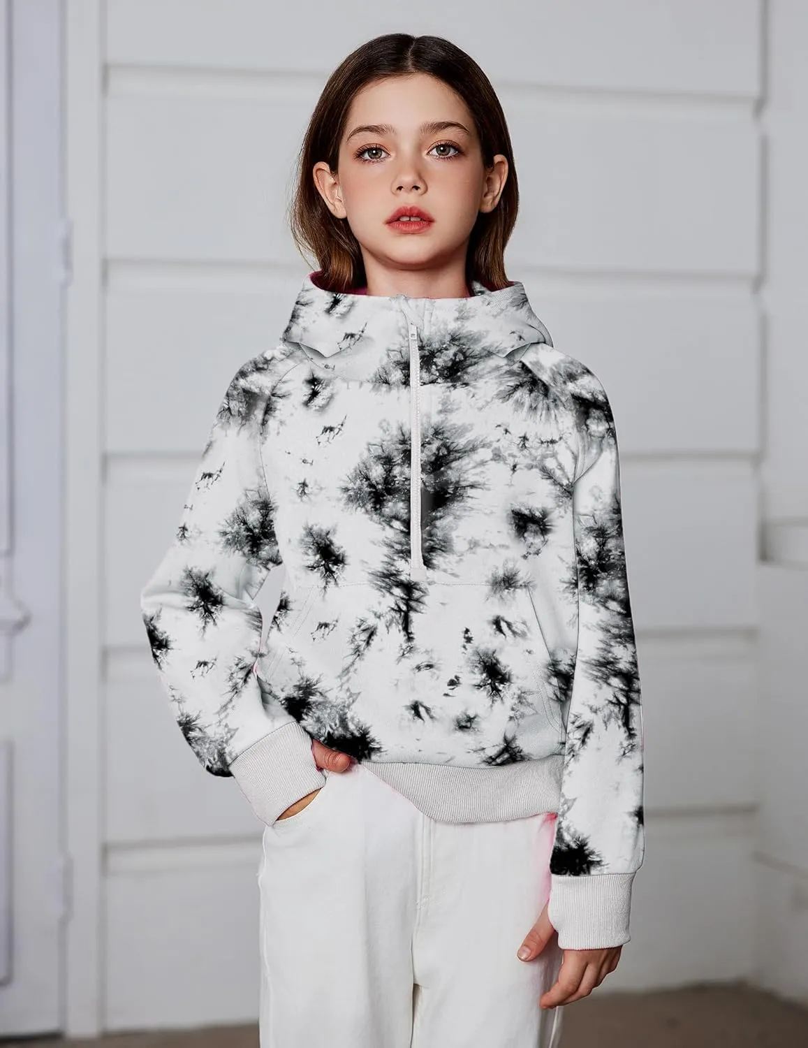 Arshiner Girls Sweatshirt Half Zip Hoodie Fleece Pullover Sweatshirts for Teen Girls Fall Winter Clothes Thumb Hole