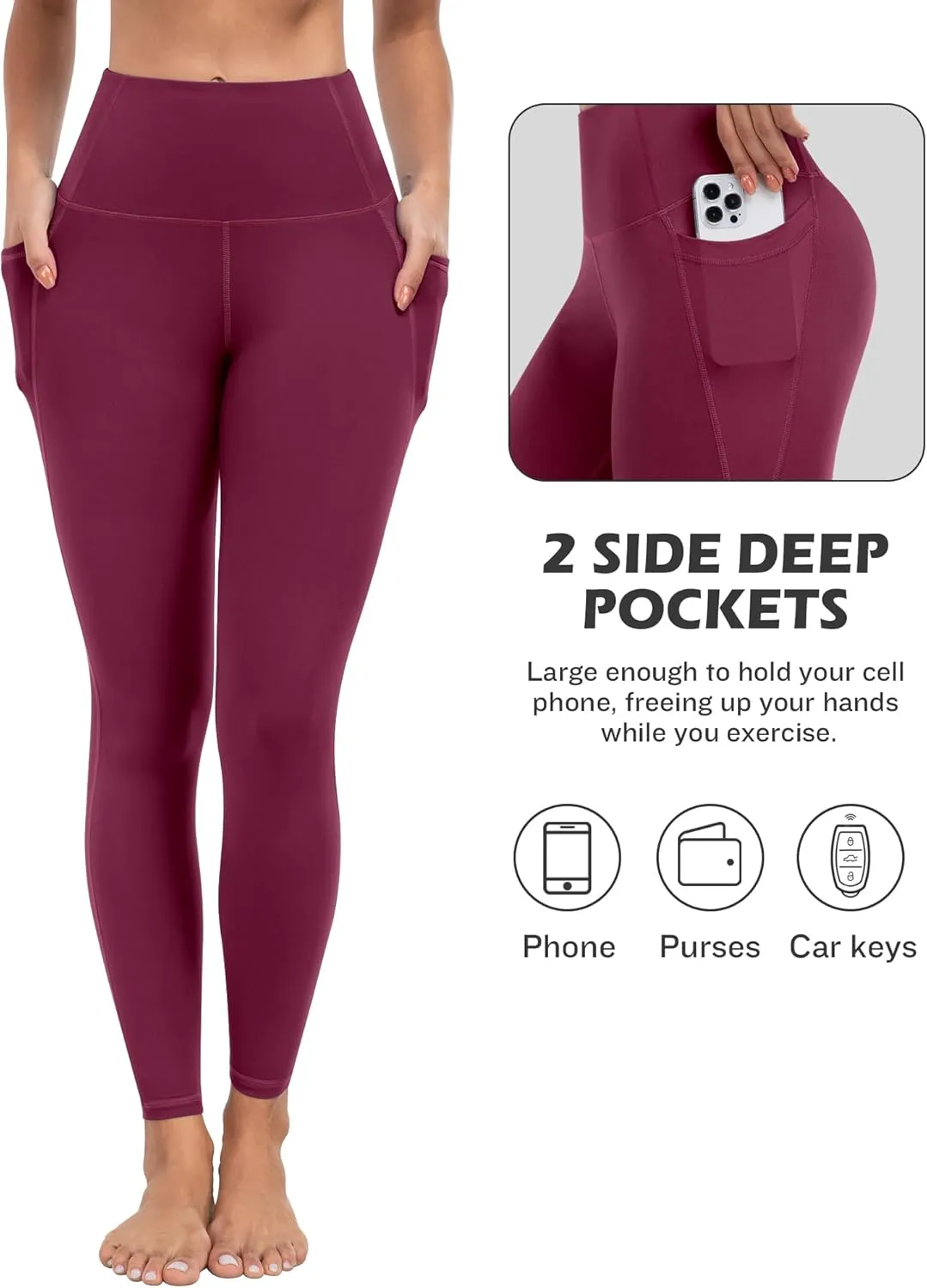 ATHVOTAR Leggings with Pockets for Women, 7 Packs High Waisted Workout Tummy Control Yoga Pants