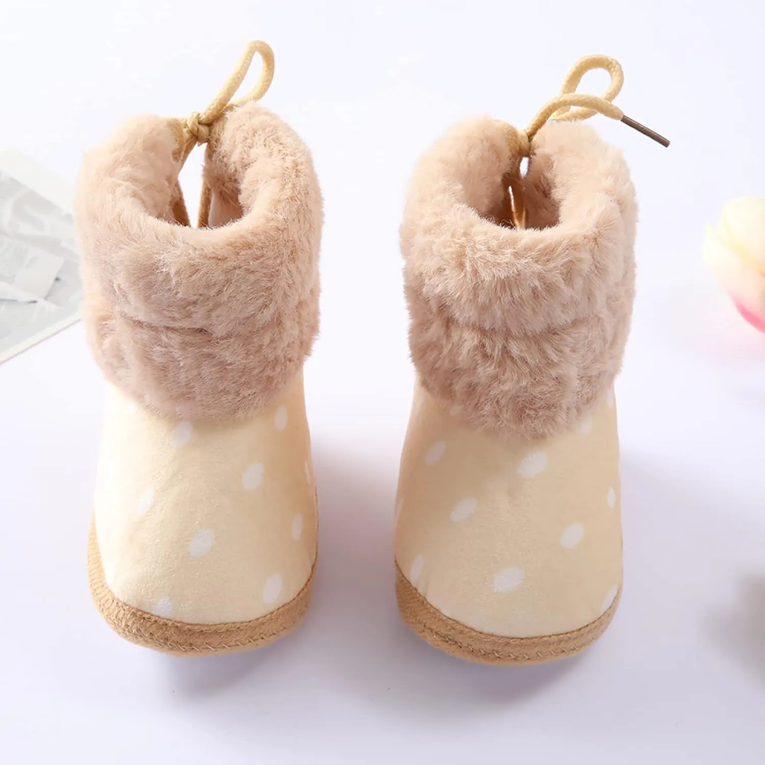 Baby Boys Girls Snow Boots Fur Lined Non Slip Soft Sole Toddler First Walker Winter Warm Crib Shoes Waterproof