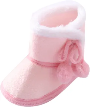 Baby Boys Girls Snow Boots Fur Lined Non Slip Soft Sole Toddler First Walker Winter Warm Crib Shoes Waterproof