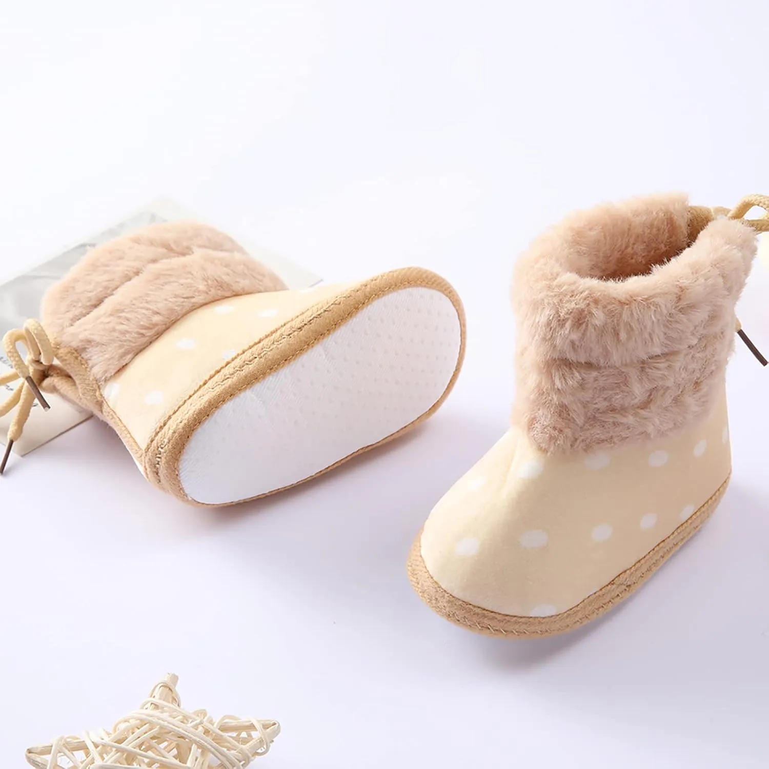 Baby Boys Girls Snow Boots Fur Lined Non Slip Soft Sole Toddler First Walker Winter Warm Crib Shoes Waterproof