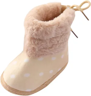 Baby Boys Girls Snow Boots Fur Lined Non Slip Soft Sole Toddler First Walker Winter Warm Crib Shoes Waterproof