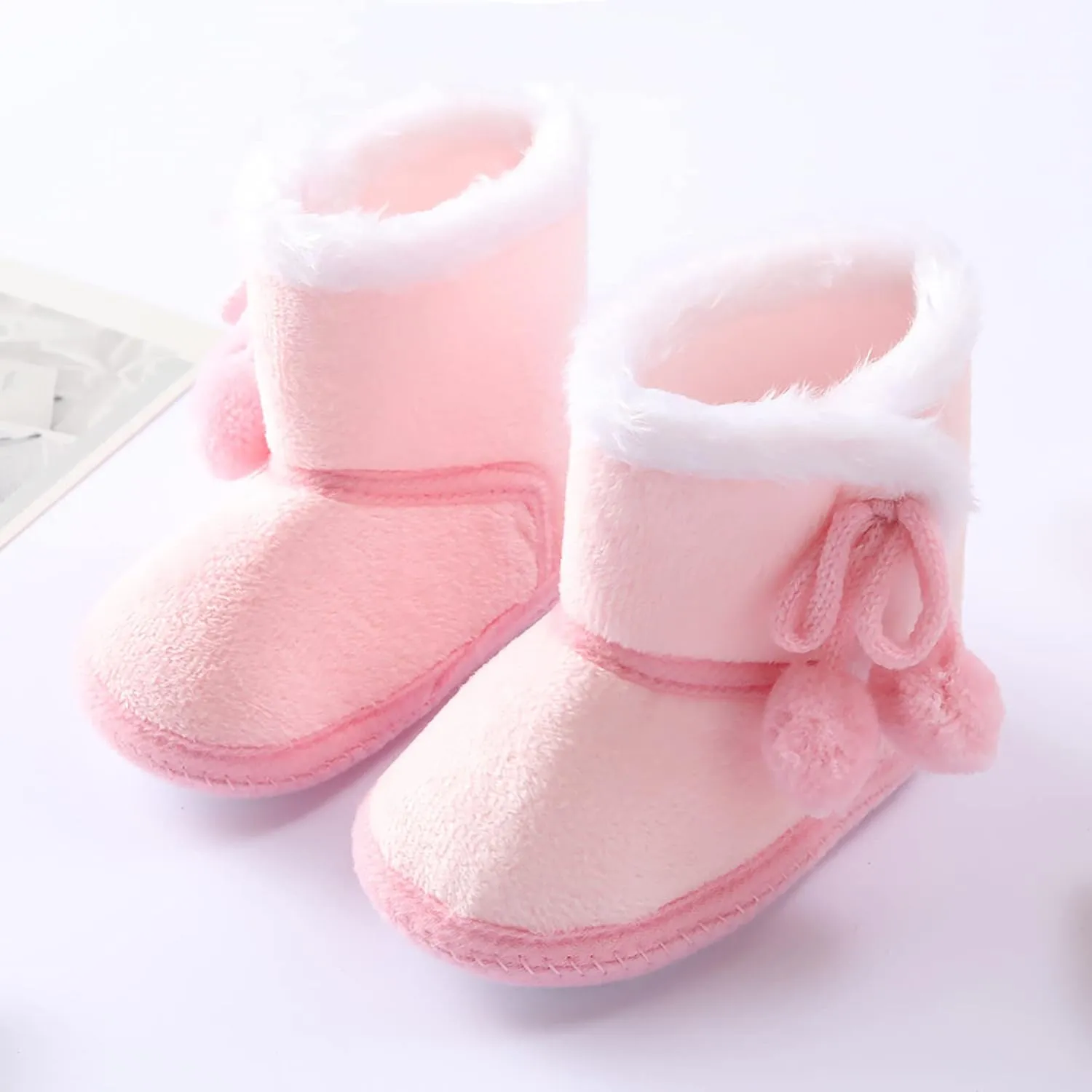 Baby Boys Girls Snow Boots Fur Lined Non Slip Soft Sole Toddler First Walker Winter Warm Crib Shoes Waterproof