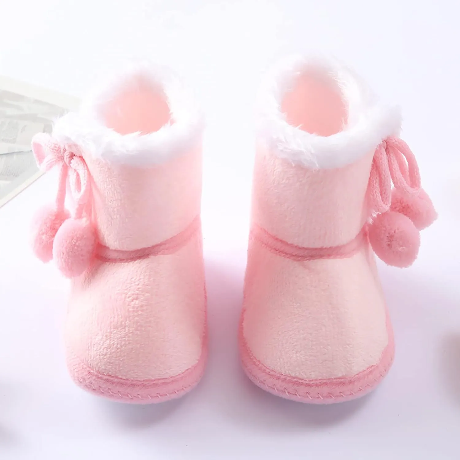 Baby Boys Girls Snow Boots Fur Lined Non Slip Soft Sole Toddler First Walker Winter Warm Crib Shoes Waterproof