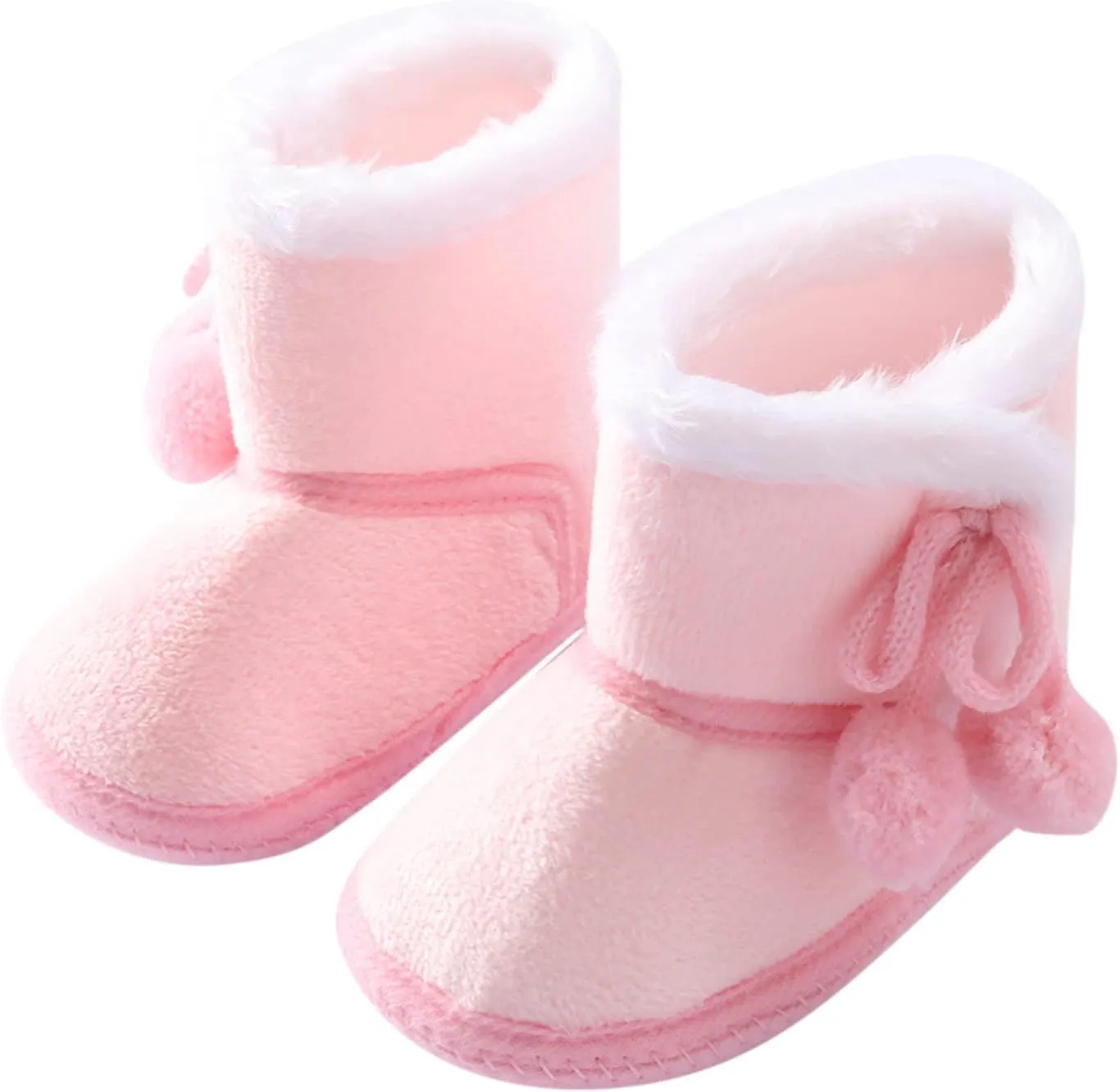 Baby Boys Girls Snow Boots Fur Lined Non Slip Soft Sole Toddler First Walker Winter Warm Crib Shoes Waterproof