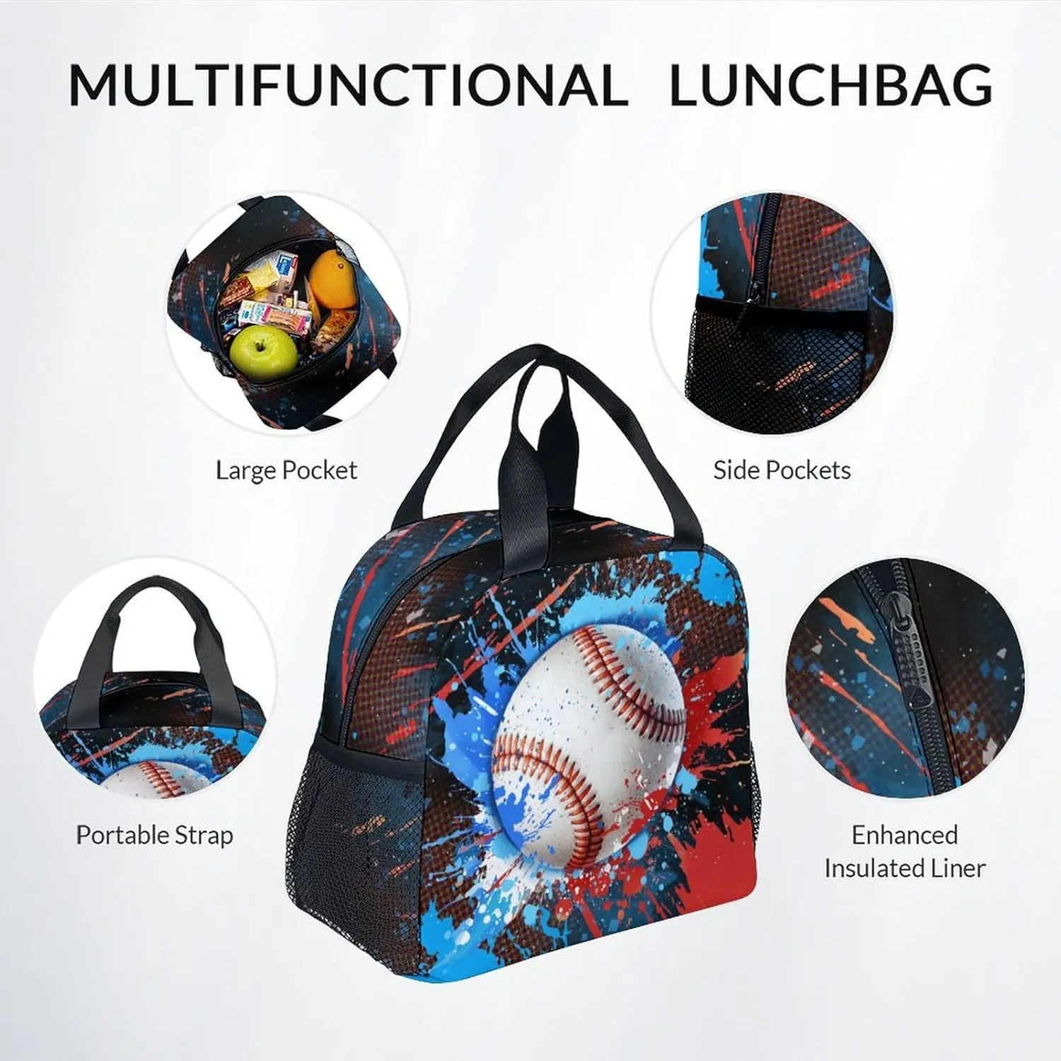 Backpack for Kids - Baseball Backpacks Set for School - Boys Bookbag with Lunch Box - Youth Back Pack for Elementary Middle School