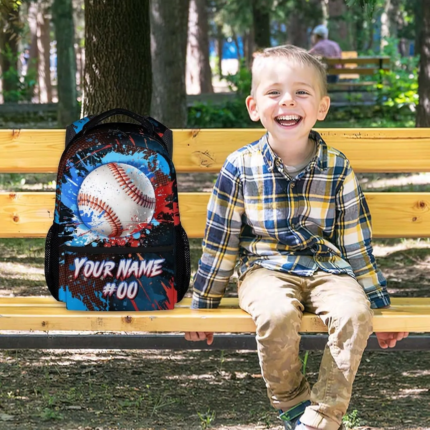 Backpack for Kids - Personalized Baseball Backpacks for School - 17 Inch Sports Bookbag for Boys Teens - Youth Back Pack for Elementary Middle School