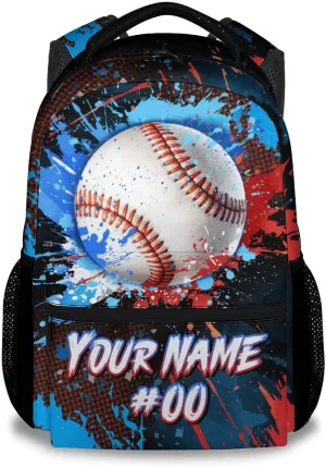 Backpack for Kids - Personalized Baseball Backpacks for School - 17 Inch Sports Bookbag for Boys Teens - Youth Back Pack for Elementary Middle School
