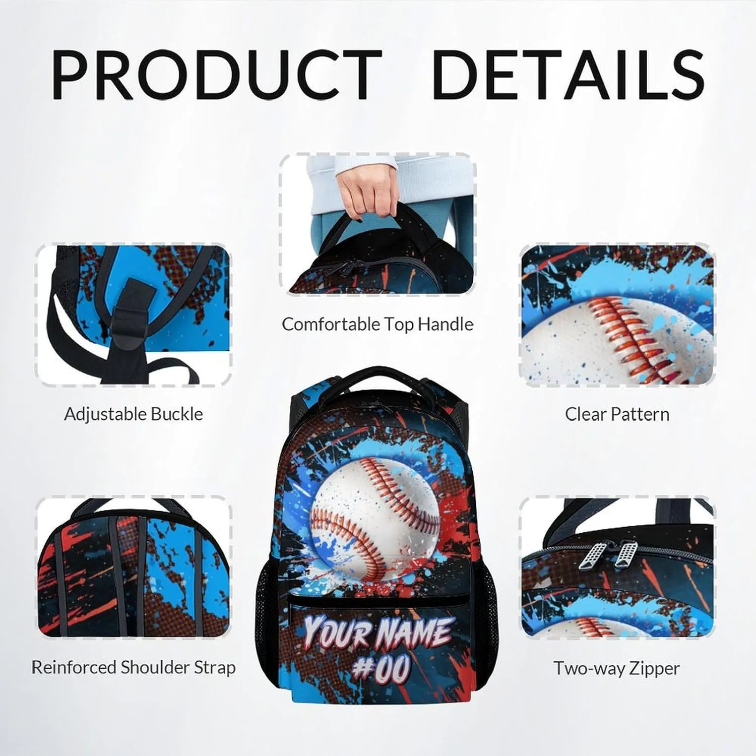 Backpack for Kids - Personalized Baseball Backpacks Set for School - Boys Bookbag with Lunch Box - Youth Back Pack for Elementary Middle School
