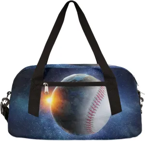 Baseball in Galaxy Kids Overnighter Duffel Bags for Boys & Girls, Perfect for Sleepovers and Travel Duffel Bag for Kids, Carry-On Size & Ideal for School Practice or Sport Gym Bags