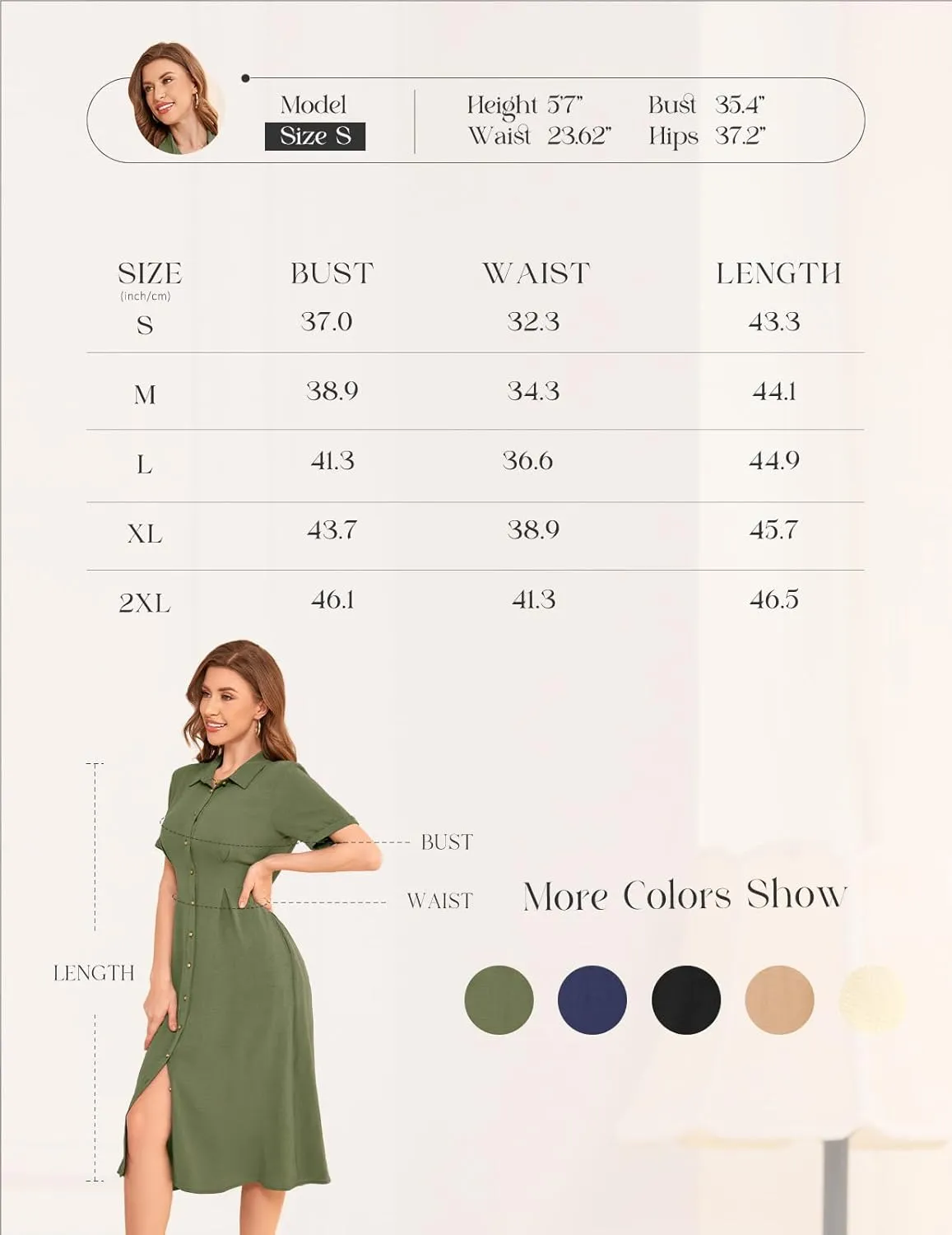 Bbonlinedress Women Summer Casual Work Button Down Shirt Dress Beach Wedding Guest Midi Short Sleeve Dresses with Pockets