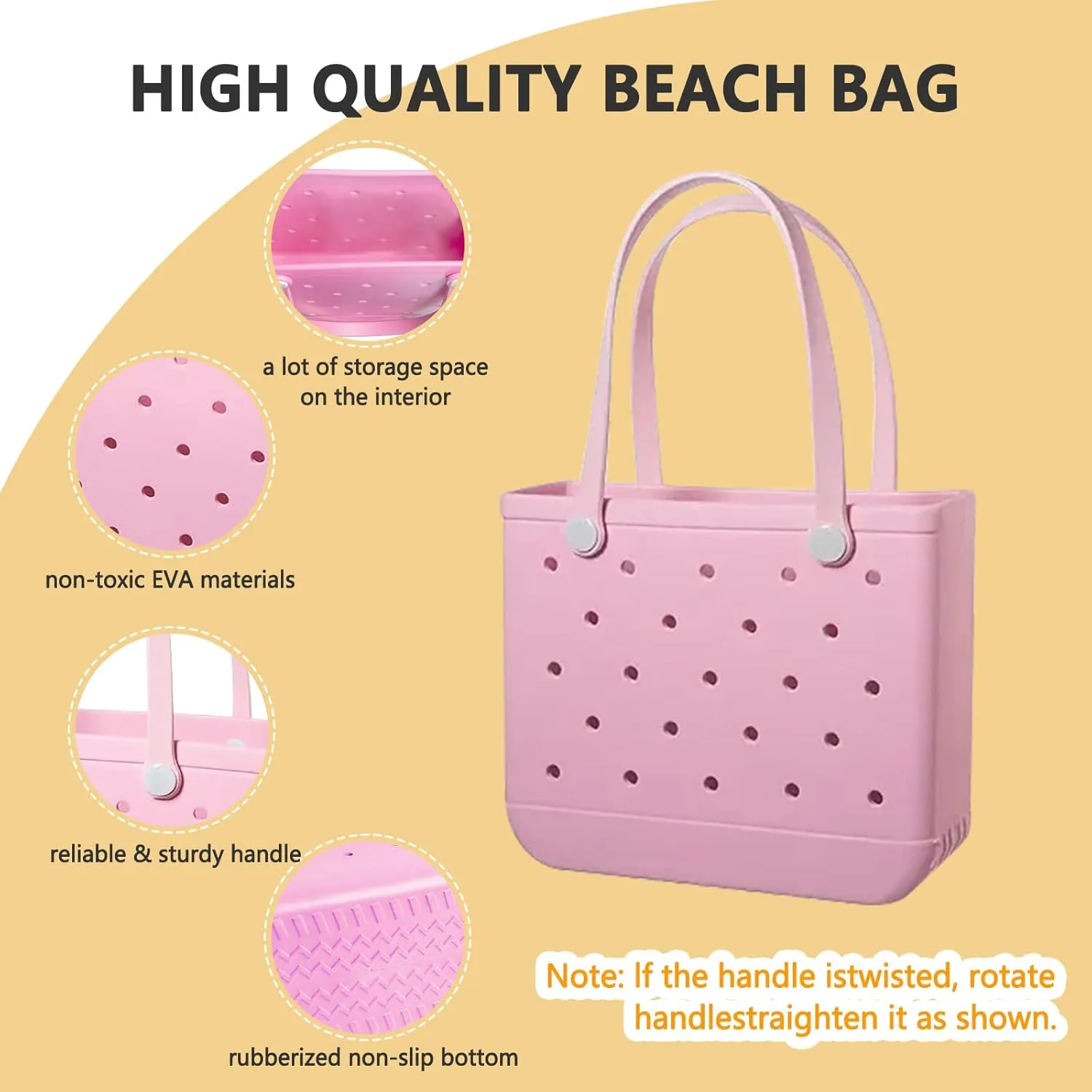 Beach Bag Rubber Small Tote Bag, Fashion Travel Bag for Women, Waterproof Handbag for Sports, Pool, Beach