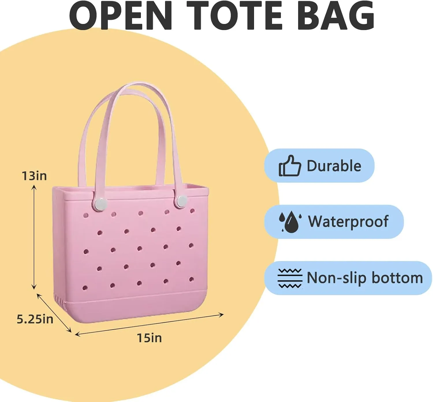 Beach Bag Rubber Small Tote Bag, Fashion Travel Bag for Women, Waterproof Handbag for Sports, Pool, Beach