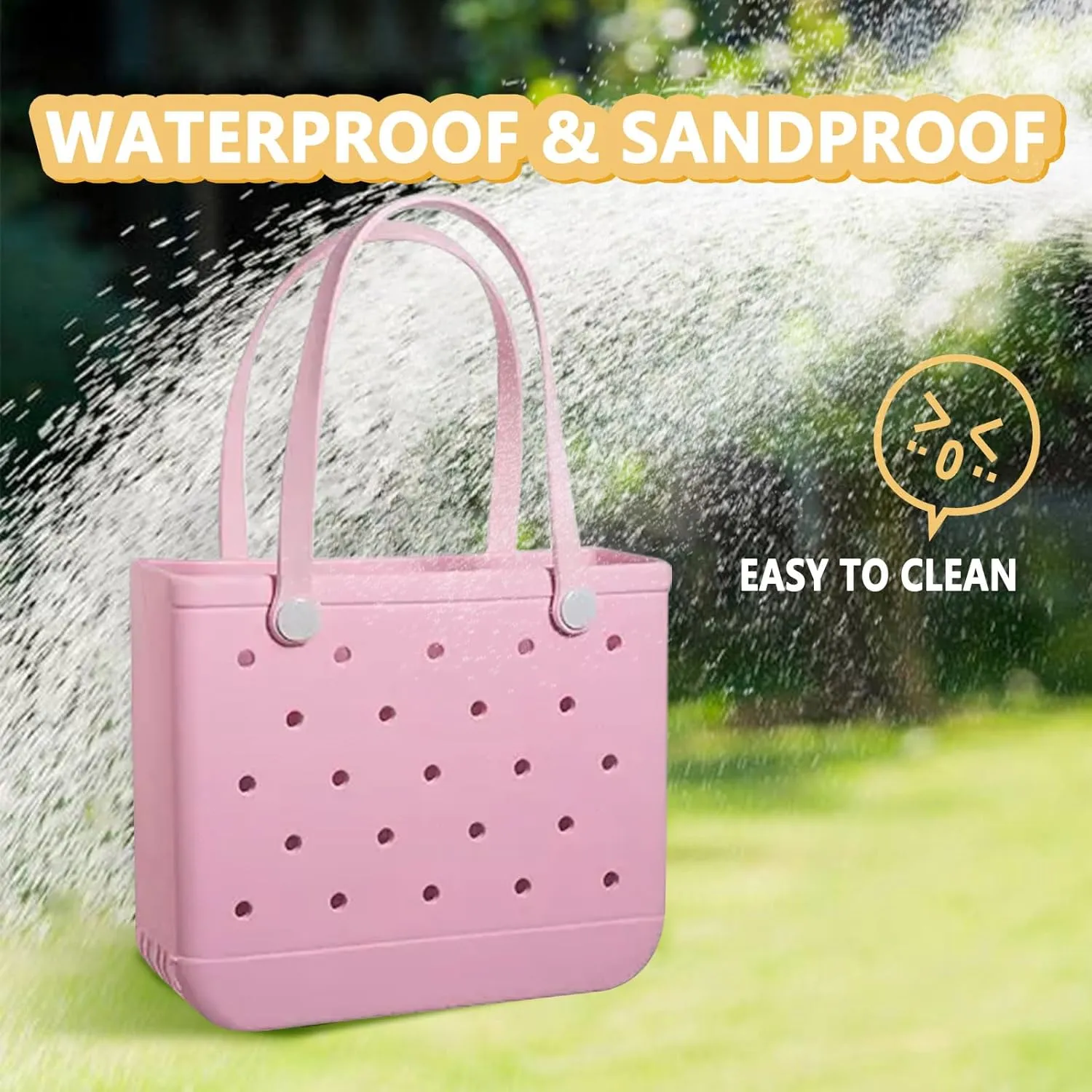 Beach Bag Rubber Small Tote Bag, Fashion Travel Bag for Women, Waterproof Handbag for Sports, Pool, Beach