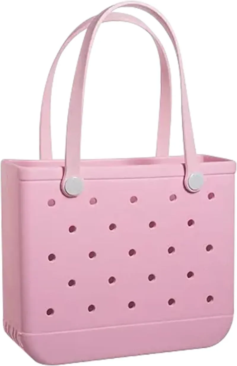 Beach Bag Rubber Small Tote Bag, Fashion Travel Bag for Women, Waterproof Handbag for Sports, Pool, Beach