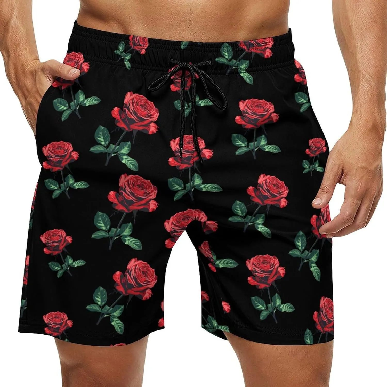 Beast Rose Beauty Men's Swim Trunks Quick Dry Bathing Suit Swimming Shorts Beach Swimwear