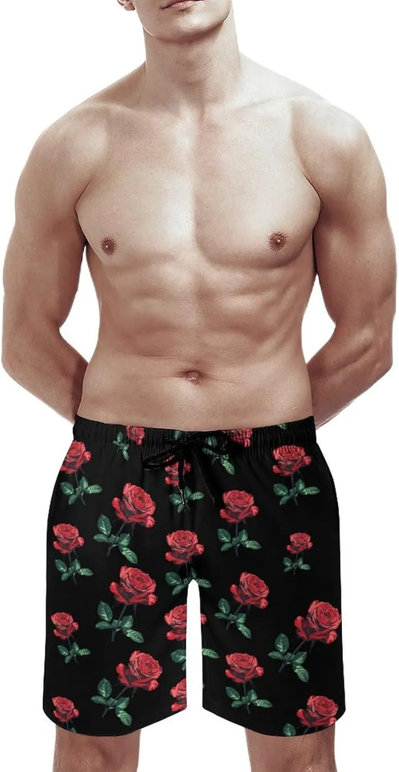 Beast Rose Beauty Men's Swim Trunks Quick Dry Bathing Suit Swimming Shorts Beach Swimwear