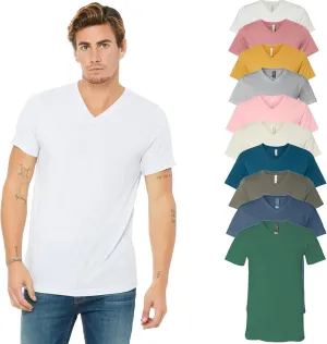 Bella Canvas Mens V-Neck T-Shirt, Unisex Short Sleeve Tee, Set of 10,XS Multicolor