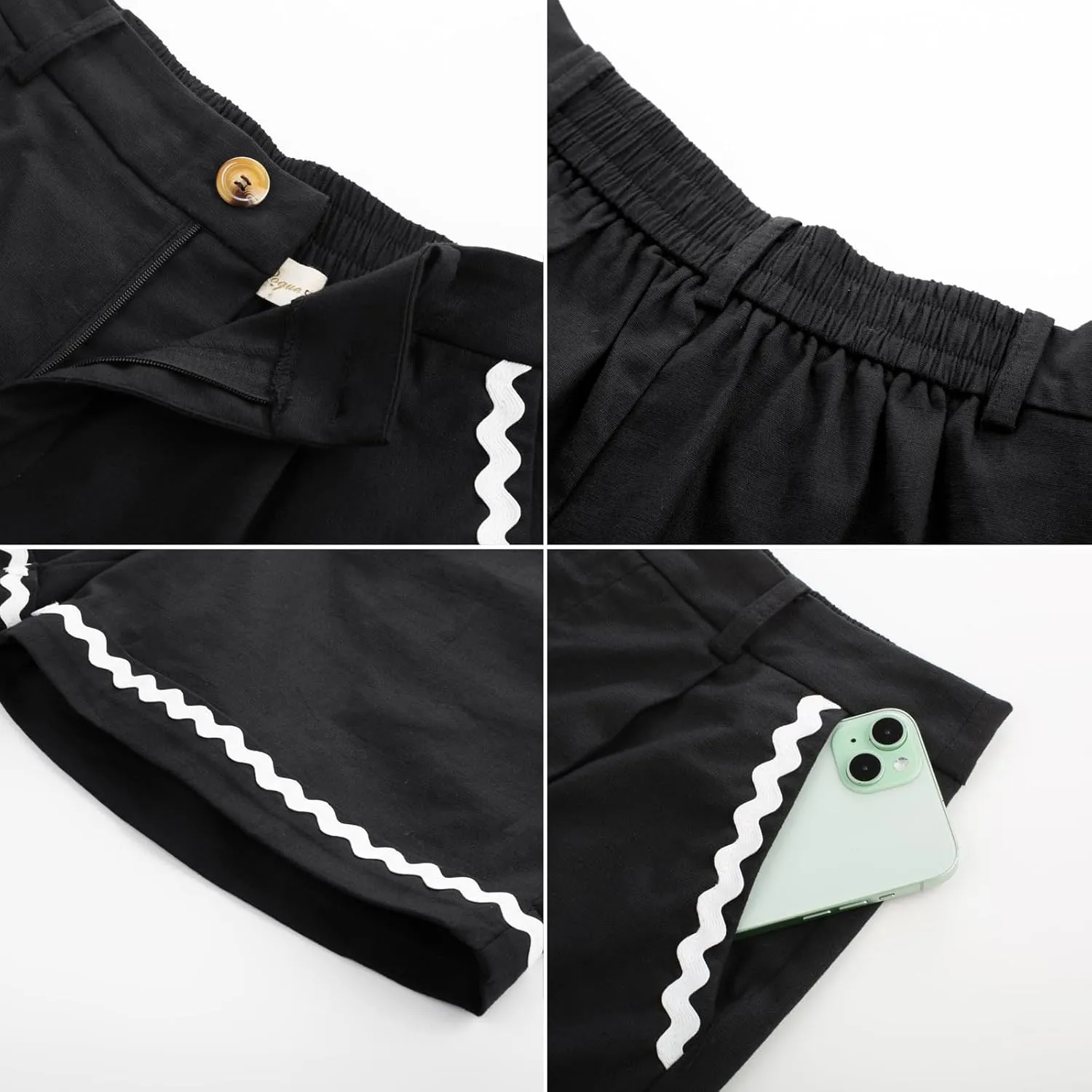 Belle Poque Bermuda Shorts for Women Trendy High Waisted Wide Leg Pleated Tailored Workout Dressy Cotton Trouser Shorts