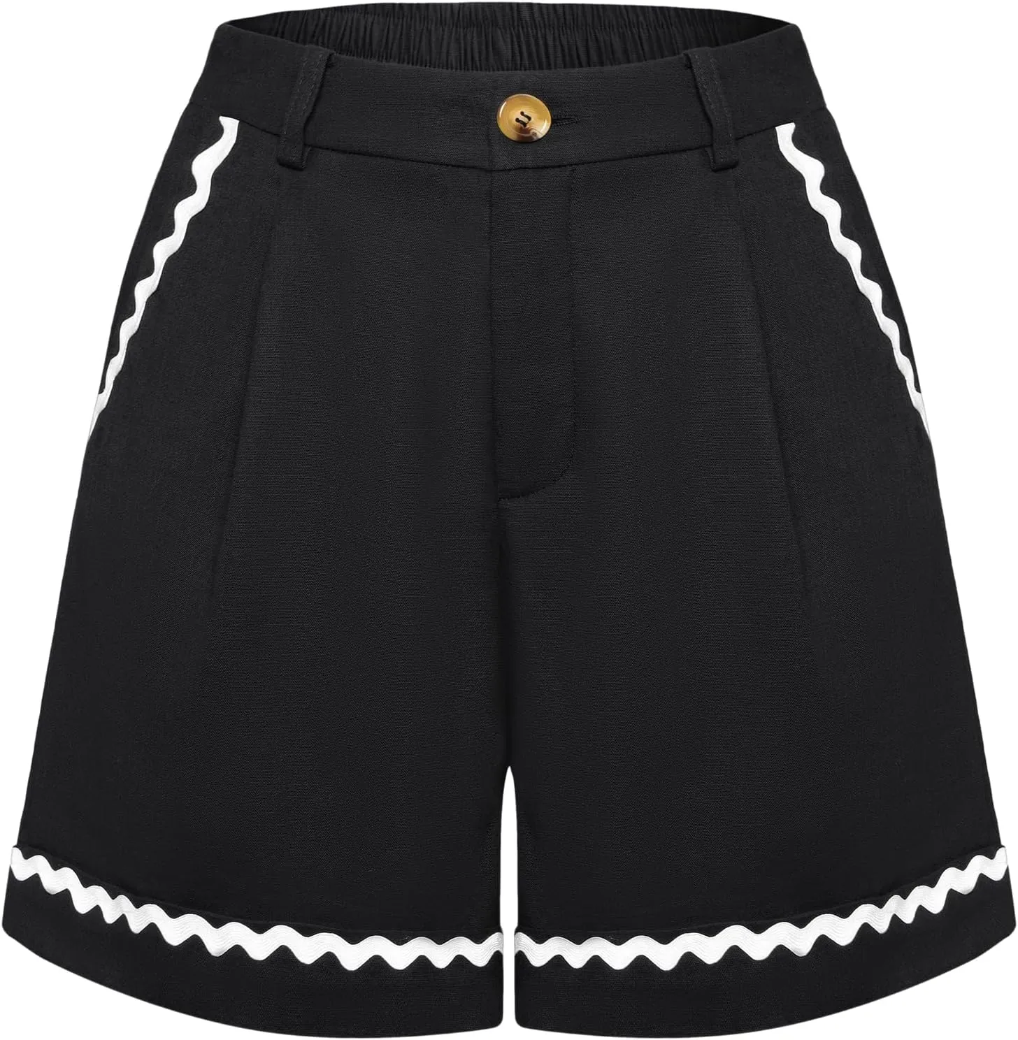 Belle Poque Bermuda Shorts for Women Trendy High Waisted Wide Leg Pleated Tailored Workout Dressy Cotton Trouser Shorts