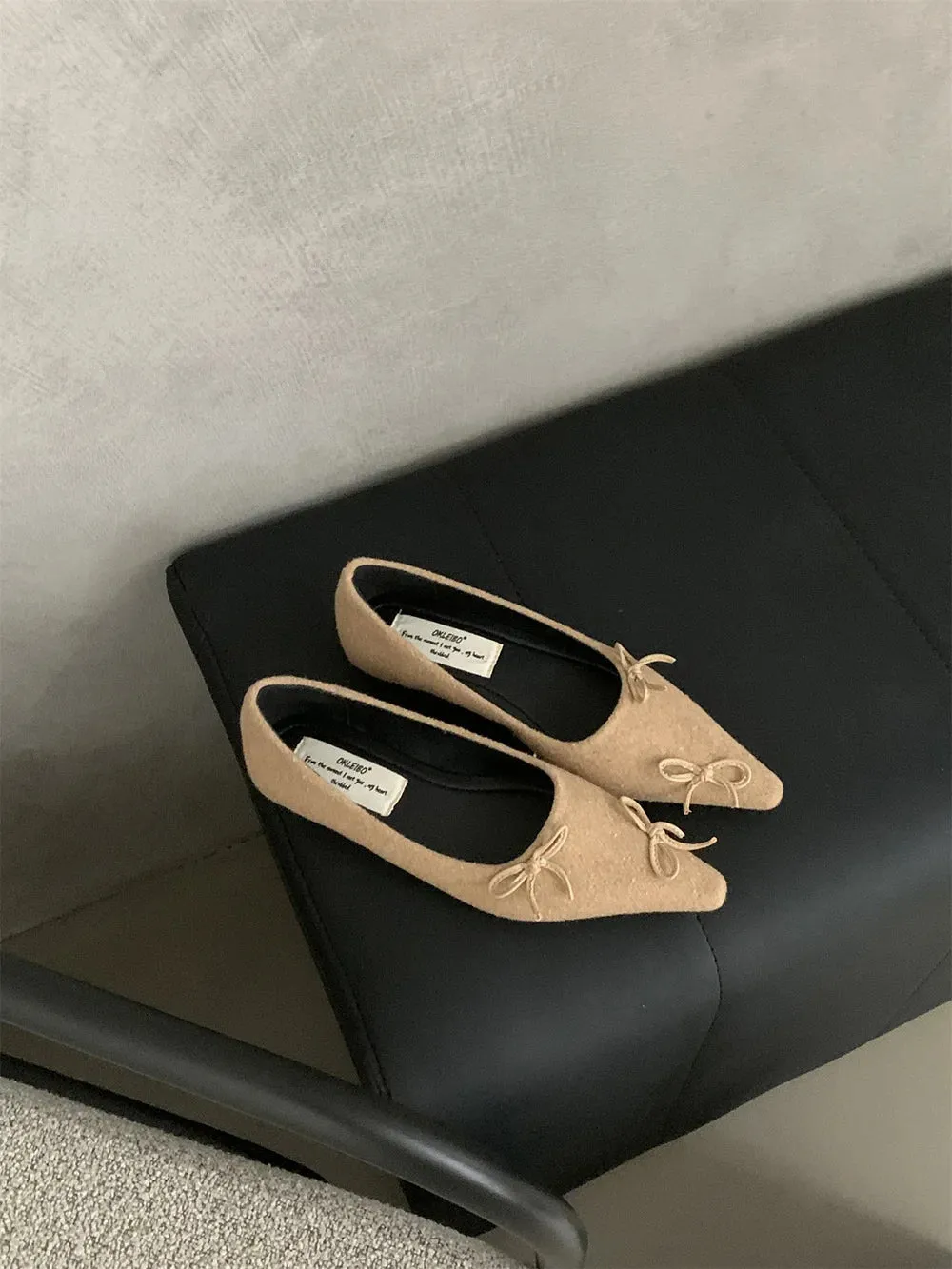 binfenxie  -  Fashion Women Loafers Pointed Toe Summer Autumn Dress Shoes Flat Low Heels Bow Design Black Grey Red Beige Party Pumps Shoes 39