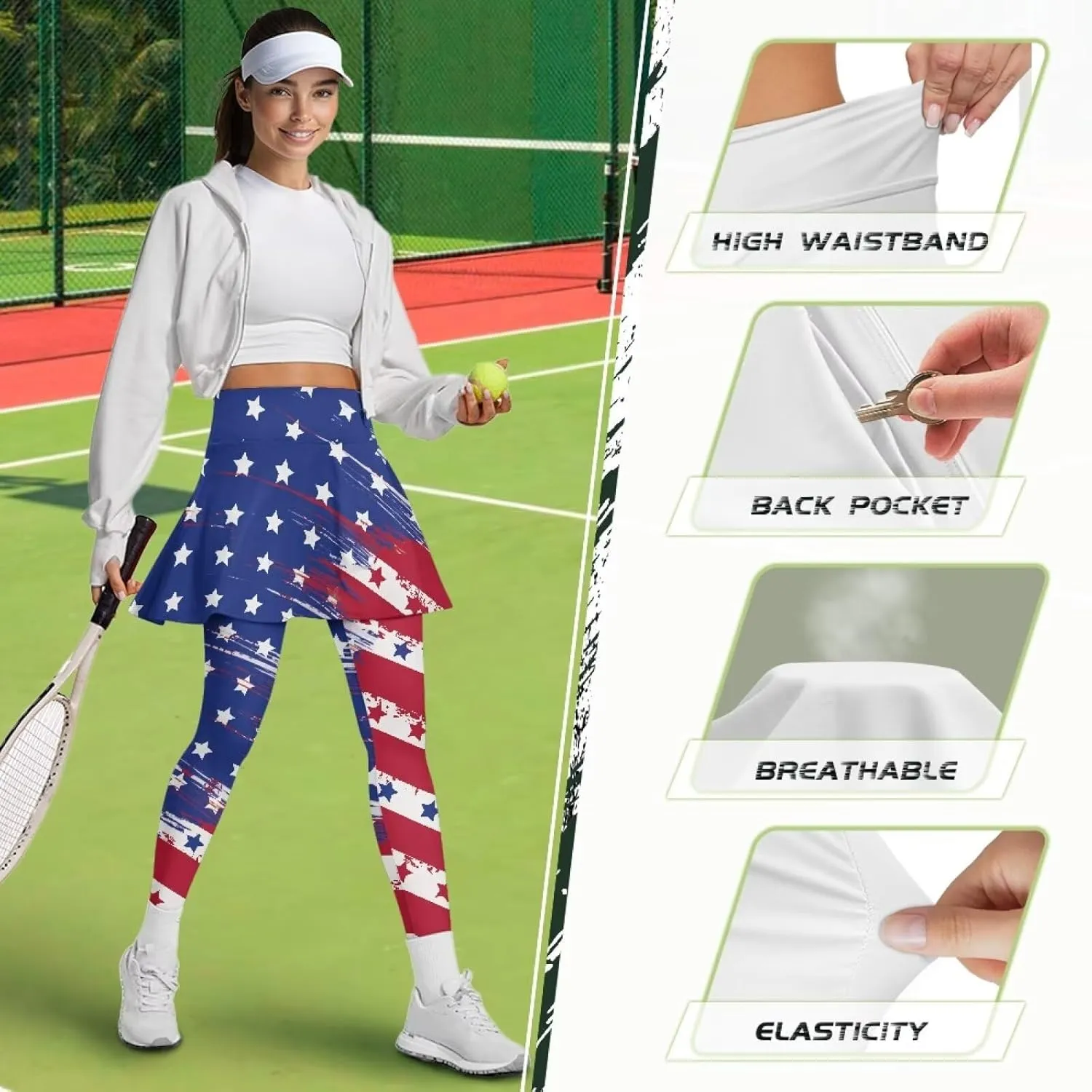 Biyejit Skirted Leggings for Women Tennis Golf Skorts Capris Gym Yoga Legging with Skirts Plus Size XS-3XL