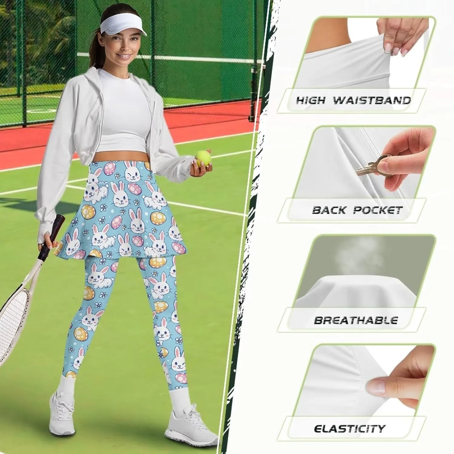 Biyejit Skirted Leggings for Women Tennis Golf Skorts Capris Gym Yoga Legging with Skirts Plus Size XS-3XL