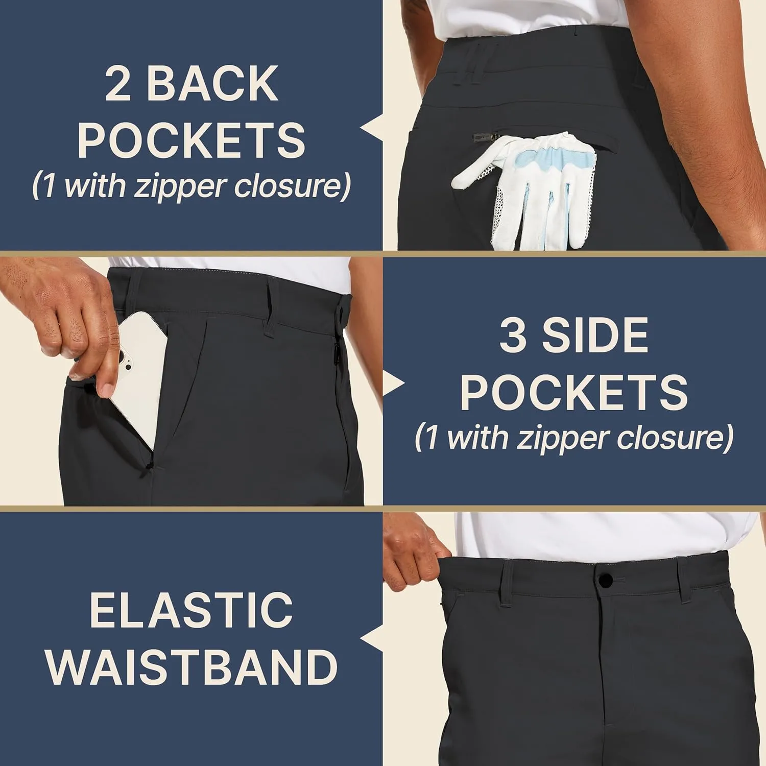 BLUE CHILL Lightweight Golf Shorts for Men, Water Resistant Quick Dry, 7 inch Inseam, 5 Pocket, 2-Way Stretch, Slim Fit