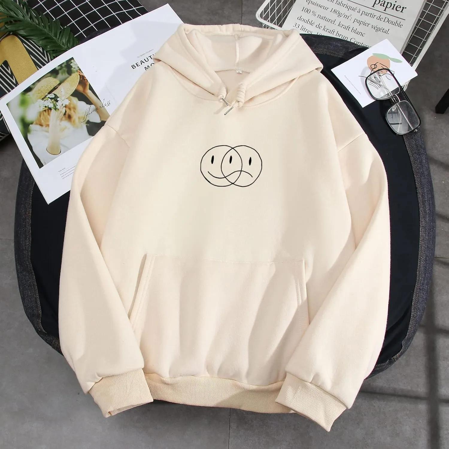 Bobeutou Halloween Pumpkin Graphic Oversized Hoodies for Women Spooky Vintage Fleece Y2k Aesthetic Sweatshirt Teen Girls