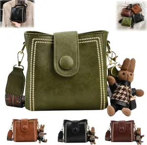 Bootara Bucket Bag, Bootara Women's Vintage Bunny Charm Bucket Bag, with Adjustable Wide Shoulder Strap Fashion Bucket Bags