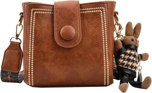 Bootara Bucket Bag, Vintage Crossbody Bag Women's Vintage Bunny Charm Bucket Bag